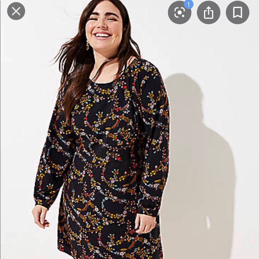 LOFT Plus Floral Garland Flare Dress. Size 20